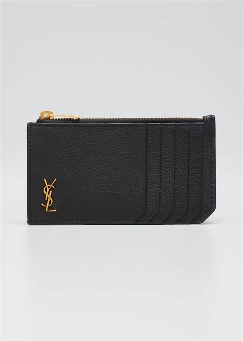 ysl card holder with zipper|YSL monogram card holder.